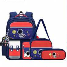 1SET 3PCS Astronaut Backpack Set - Large Capacity Multi Compartment Crossbody Bag With Matching Pencil Case Hanging Charm For School Travel - Sets - View 7