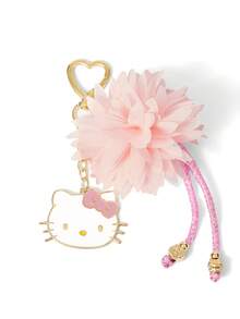 HELLO KITTY AND FRIENDS | SHEIN 可愛粉色紗布鑰匙圈，女孩愛心扣環，珠飾包包吊飾 - 淺粉色 - 查看 2