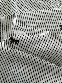 GlowEve CURVE Plus Size Striped Bowknot Casual High Waist Slimming Straight Leg Pants, Summer Outfits For Going Out And Office Commute Bottoms Fall - Black and White - View 4
