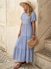 SHEIN LUNE Summer Dresses Women's Casual Ditsy Floral Dress For Summer - Multicolor - View 1
