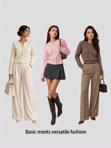 SHEIN BASICS 女款休閒條紋開襟衫，秋冬款 - 彩色 - 查看 8