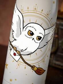 HARRY POTTER X SHEIN 16 Oz / 500 Ml 手柄保溫杯，真空保溫卡通圖案水壺，防漏蓋，不鏽鋼旅行杯，車用杯，返校季 - 白色 - 查看 3