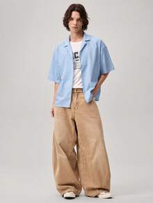 Vaulklash Men's Casual Straight Loose Fit Jeans With Pockets And Belt Loops - Brown - View 7