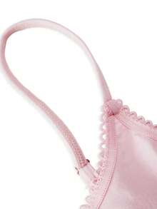 Ocili 3pcs/Set Printed Floral Pure Cotton Knitted Comfortable Women's Bra With Bud Decoration - Pink - View 13