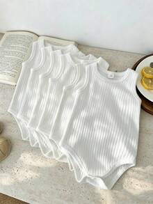 SHEIN Vintaside Kids 男嬰夏季多色無袖連身褲 - 白色 - 查看 7