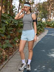 SHEIN In My Nature 女款修邊圓領日常健身戶外背心 - 灰色 - 查看 7