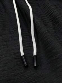 Maristyn 男士純色口袋抽繩白色休閒長褲，適合海灘度假 - 黑色 - 查看 5