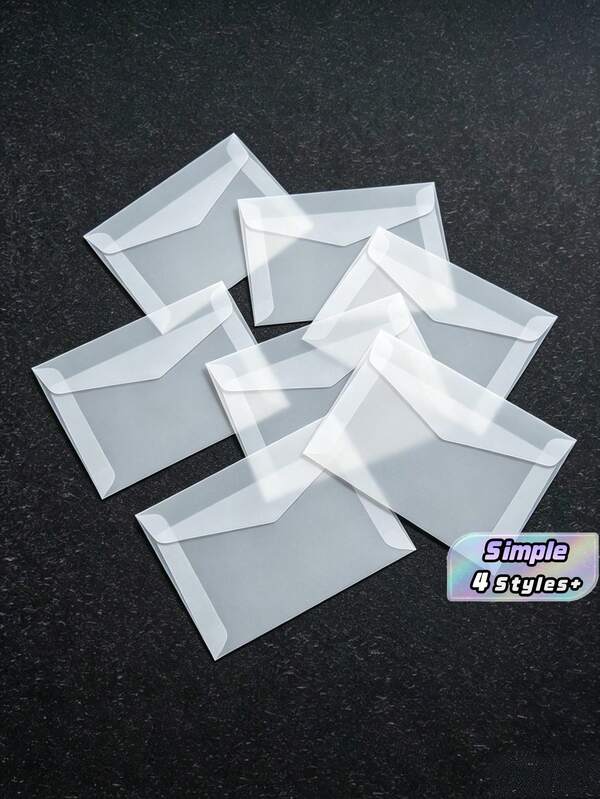 SHEIN 10/20/50/100 piezas/set Sobres translúcidos en blanco para invitaciones, postales, cajas de regalo europeas, tarjetas de mensajes, sobres de boda, cartas de negocios, vuelta a la escuela