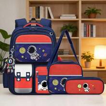 1SET 3PCS Astronaut Backpack Set - Large Capacity Multi Compartment Crossbody Bag With Matching Pencil Case Hanging Charm For School Travel - Sets - View 11