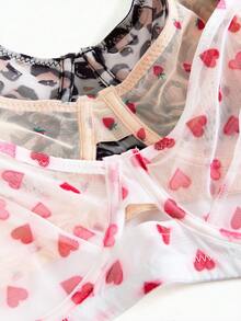 3pcs Women Plus Size Solid Color, Heart, Strawberry, Leopard Print Underwire Comfortable Bras, Lift - Multicolor - View 8