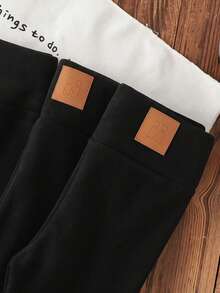SHEIN LMoss Kids 女童 3件組 秋冬加厚內裡保暖打底褲 買1得3 百搭休閒保暖內裡 - 黑色 - 查看 5