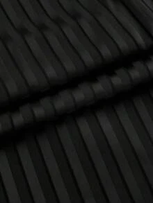 SWAVVY Pantalones de pierna ancha con rayas y pliegues con bolsillos para hombres - Negro - Ver 5
