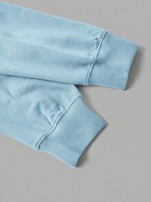 SHEIN MOD 女款灰色不對稱領口 2 合 1 衛衣 秋冬款 - 藍白色 - 查看 4