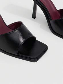 CUCCOO SZL Summer New Belt Wear High-Heeled Women's Slippers - Black - View 5