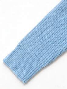 Balvessa Women's Solid Color Stand Collar Casual Versatile Daily Long Sleeve Sweater - Blue - View 4