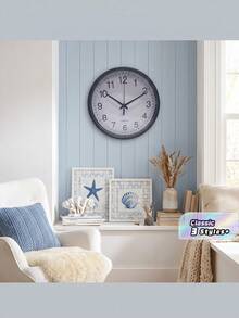 Plastic Round Wall Clock, Battery Operated Quiet Non-Ticking Analog Wall Clock, Suitable For Living Room, Bedroom, Home Decor, Classic Household Art Decor, Kitchen, Office (Batteries Not Included) - White - View 1