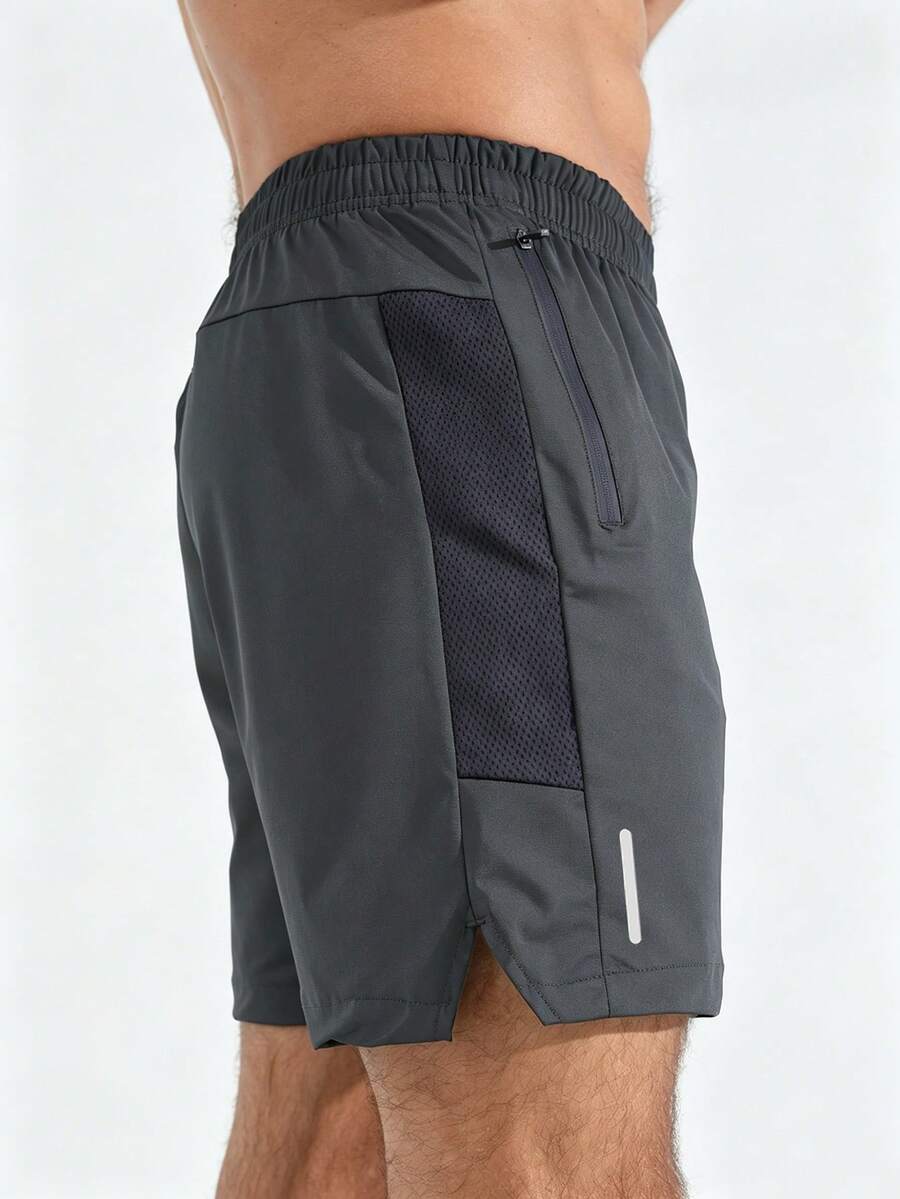 Coreblaze Men's Casual Sports Shorts With Zipper Pockets, Gym - Dark Grey - View 1