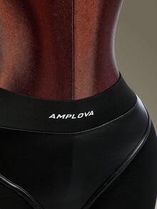 Amplova Women's Fashion Versatile Patchwork Bra And Shorts Sports Set Sexy Casual Backless Fitness Gym Workout Sport Set Workout Daily Wear Going Out Autumn - Black - View 8