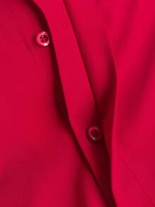 Manfinity Mode Men's Long Sleeve Dress Shirt,Red,Autumn,Smart Casual,Dinner,Solid Color Business & Formal Button-Up,Regular Fit Office Attire,Smooth Texture,Ceremony - Red - View 4