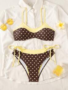 Bonvoyette Set Baju Renang Wanita Serbaguna untuk Semua Musim Semi/Panas/Gugur/Dingin, Set Bikini Rajut untuk Liburan, Pesta, Pantai, Tahun Baru, Upacara Wisuda, Warna Klasik, Seksi, Elegan, Kasual, Ceria, Imut, Pantai, Pesta Kolam Renang, Liburan, Natal Musim Dingin, Modis, Seksi, Baju Renang Bikini Elegan - MultiWarna - View 3