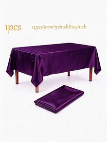 1pc Elegant Satin Rectangular Tablecloth – Smooth Polyester Table Cover For Wedding, Anniversary, Party, Holiday Decor - Multicolor - View 22
