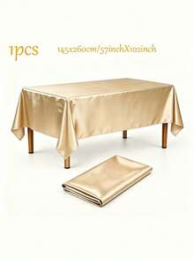 1pc Elegant Satin Rectangular Tablecloth – Smooth Polyester Table Cover For Wedding, Anniversary, Party, Holiday Decor - Multicolor - View 21