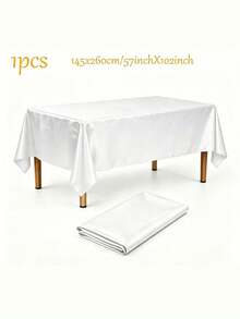 1pc Elegant Satin Rectangular Tablecloth – Smooth Polyester Table Cover For Wedding, Anniversary, Party, Holiday Decor - Multicolor - View 16
