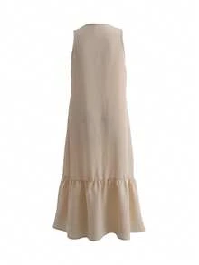 SHEIN Holidaya Goddess Statue New Spring/Summer White Long Lace Elegant Boho Vacation Commute Long Dress - Apricot - View 2