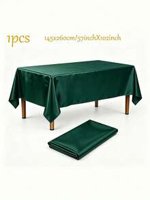 1pc Elegant Satin Rectangular Tablecloth – Smooth Polyester Table Cover For Wedding, Anniversary, Party, Holiday Decor - Multicolor - View 9