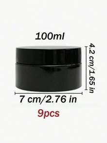 9 Pcs Black Plastic Jars With Lids, 7cm Diameter, Wide Mouth Design. Suitable For Storing Beads, Rhinestones, Sequins, Cosmetics, Lotions, Face Creams, Ointments And More. 7 Capacities Available For Selection. - Black - View 24