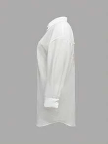 Airaco 歐美風大尺碼鏤空露背蝴蝶刺繡長版防曬襯衫洋裝 - 白色 - 查看 3
