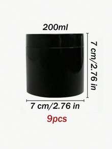 9 Pcs Black Plastic Jars With Lids, 7cm Diameter, Wide Mouth Design. Suitable For Storing Beads, Rhinestones, Sequins, Cosmetics, Lotions, Face Creams, Ointments And More. 7 Capacities Available For Selection. - Black - View 20