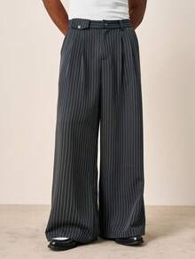 TOKVUE Men's Striped Pleated Casual Versatile Wide Leg Pants For Daily Wear - Multicolor - View 3