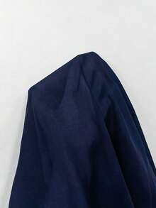 SHEIN Franclia Women Navy Blue Fall Skirt Elegant Irregular Mesh Overlay High Waist Flowy Skirt For Dating Party - Navy Blue - View 3