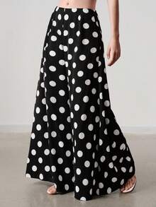 SHEIN European & American Style Spring/Summer New Fashion Versatile Watermark Large Polka Dot Loose Straight Leg Elegant Commute Vacation Casual Long Pants - Multicolor - View 7