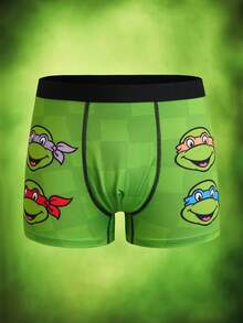 TEENAGE MUTANT NINJA TURTLES | SHEIN Tween Boy 3-Pack Digital Print Green Cute Adorable Boxer Briefs - Army Green - View 13