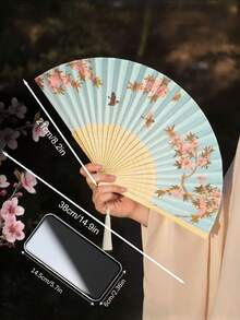 1 件复古折扇，流苏手持竹扇，海棠扇，竹扇，画扇，折叠手持扇，婚礼手持扇，派对手持扇，装饰扇，优雅休闲风格，母亲节礼物，生日礼物， - 彩色 - 查看 3