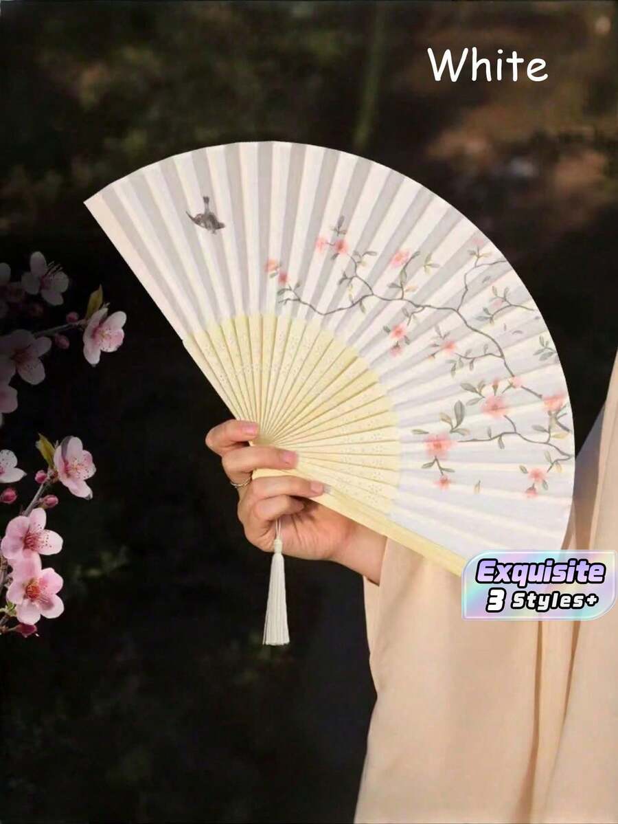 1 件复古折扇,流苏手持竹扇,海棠扇,竹扇,画扇,折叠手持扇,婚礼手持扇,派对手持扇,装饰扇,优雅休闲风格,母亲节礼物,生日礼物, - 彩色 - 查看 1