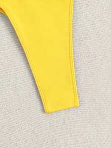 Swim Basics 女款純色三角比基尼泳褲，適合夏季度假海灘 - 黃色 - 查看 5