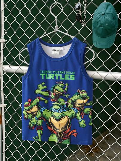 TEENAGE MUTANT NINJA TURTLES | SHEIN Young Boy Summer Casual Cartoon Print Tank Top
