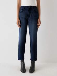 YARNWELL Women's Fashion Low Waist Slight Stretch Cat Whisker Washed Denim Jeans - Dark Wash - View 6