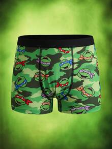 TEENAGE MUTANT NINJA TURTLES | SHEIN Tween Boy 3-Pack Digital Print Green Cute Adorable Boxer Briefs - Army Green - View 9