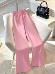 GlowEve CURVE Women's Casual Traditional All-Season Versatile Contrast Color Split Hem Long Pants Fall - Pink - View 3