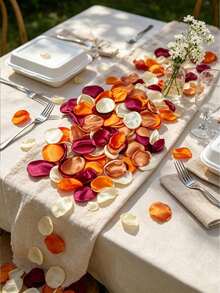 450 Rose Petals, Satin Material, Suitable For Wedding Baskets, Dining Table Center Decorations, Aisle Decorations, Party Confetti, Bridal Showers, Dinners, Wedding Decorations - Vintage Terracotta - View 4