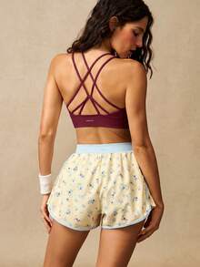 VARSIVA Women's Solid Color Backless Halter Neck Sports Bra - Red - View 5