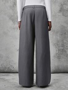 STYNVO Men's Fashion Versatile Commute Solid Color Wide Leg Pants - Dark Grey - View 2