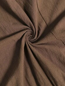 Juhart Vestido largo marrón de mujer talla grande, tejido, corte regular, estilo francés casual de verano, elegante para ir al trabajo, cuello redondo, manga corta y cintura ceñida - Marrón - Ver 8