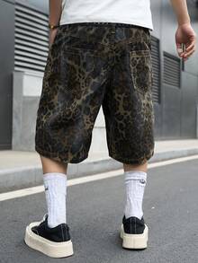 Manfinity EMRG Shorts vaqueros casuales con estampado de leopardo y efecto desgastado para hombre - Multicolor - Ver 2