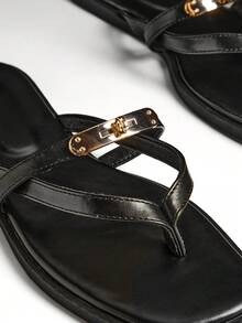 Denimoi Women's Casual Fashion Flat Sandals - Black - View 1