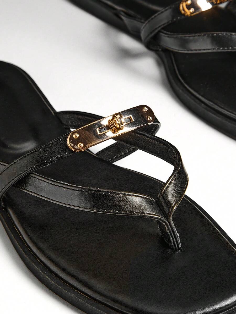 Denimoi Women's Casual Fashion Flat Sandals - Black - View 1